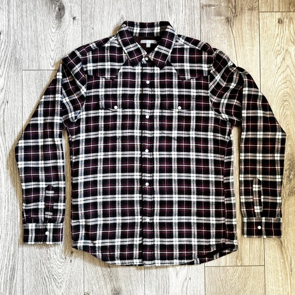 UNIQLO Sherpa Lined Plaid Flannel Long Sleeve Shirt Men's Size Medium Y2k Fleece - Picture 12 of 15